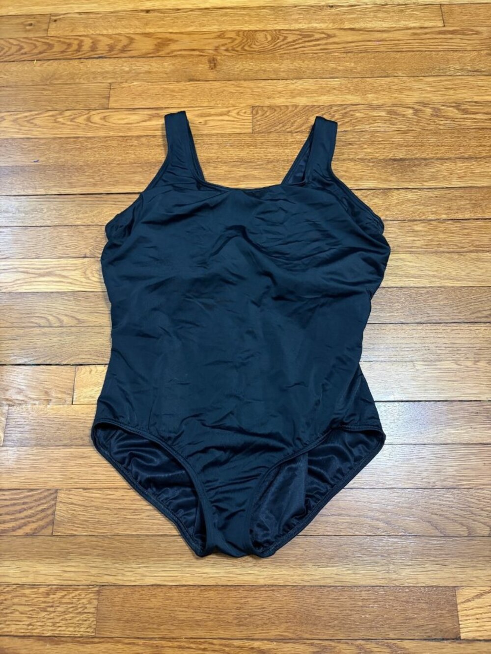 Lands' End Womens One Piece Swimsuit Plus Sz 18W Black Stretch Beach Swimming